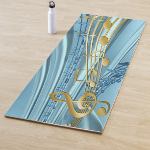 Tapete De Yoga Notas Musicais Azul-Bebê