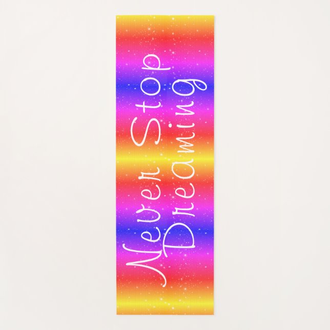 Tapete De Yoga Nunca Pare De Sonhar Com Estrelas Arco-Íris (Frente)