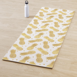 Tapete De Yoga O confete Glam Dourado pontilha abacaxis tropicais