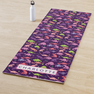 Tapete De Yoga O dinossauro da aguarela personalizado caçoa