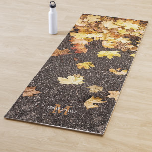 Tapete De Yoga O Dourado mapa amarelo deixa o asfalto de outono m