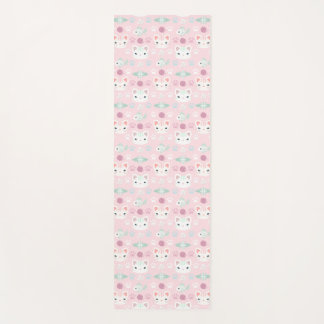 Tapete De Yoga O que é Legal, Kitty Cat em Rosa e Mint