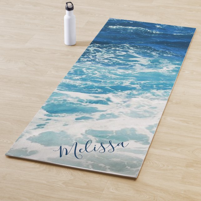Tapete De Yoga Oceano de ondas e mares azuis personalizados (In Situ)