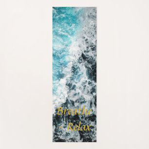 Tapete De Yoga Oceano Negro Azul Onda O Havaí Personalizável