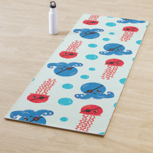 Tapete De Yoga Octopus Pirata, Jellyfish Pirata, Animais do Mar