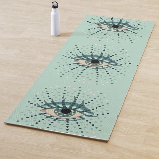 Tapete De Yoga Olho Azul Estranho Com Pontos Abstrato Arte Psicod (In Situ)