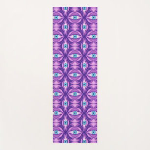 Tapete De Yoga Olhos Azuis Padrão Floral Roxo Botânico Abstrato
