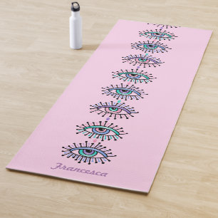 Tapete De Yoga Olhos Espiritais Lavandas Cor de Rosa Azul Yo