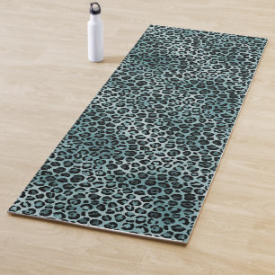 Tapete De Yoga Ómbolo de Impressão Azul-Leopardo-Azul-Turquesa
