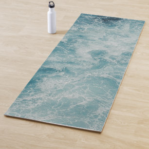 Tapete De Yoga Ondas de Praia do Oceano Verde Azul