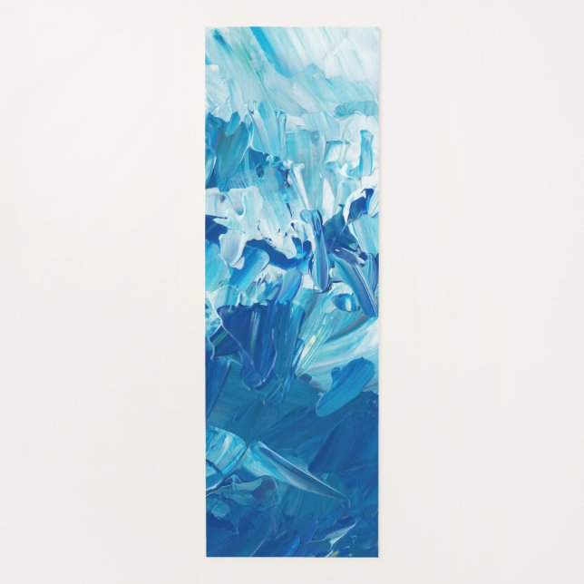 Tapete De Yoga Ondas de tinta azul abstratas (Frente)