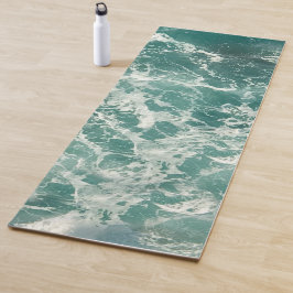 Tapete De Yoga Ondas Verdes Azuis