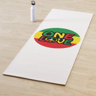 Tapete De Yoga One Love, Reggae design com cores reggae