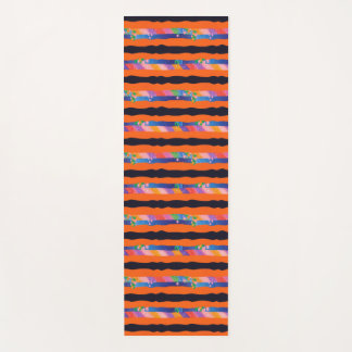 Tapete De Yoga Orange Floral Wavy Stripe Pattern
