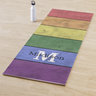 Tapete De Yoga Orgulho LGBT do vintage monograma angustiado do ar