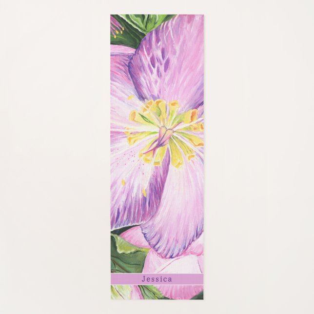 Tapete De Yoga Original Purple Lenten Rose Floral Art (Frente)