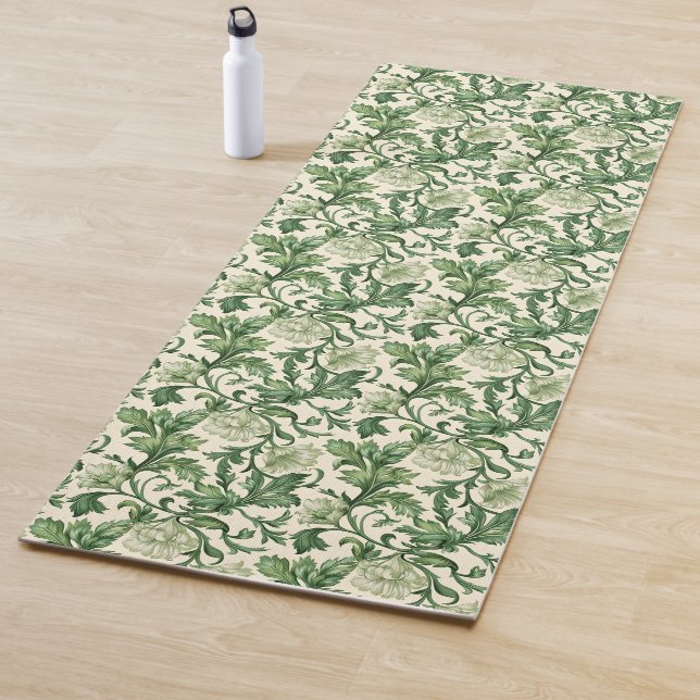 Tapete De Yoga Ornate dark green acanthus leaves pattern (In Situ)