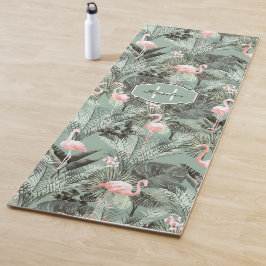Tapete De Yoga Orquídea Flamingo Padrão Tropical Sage ID868