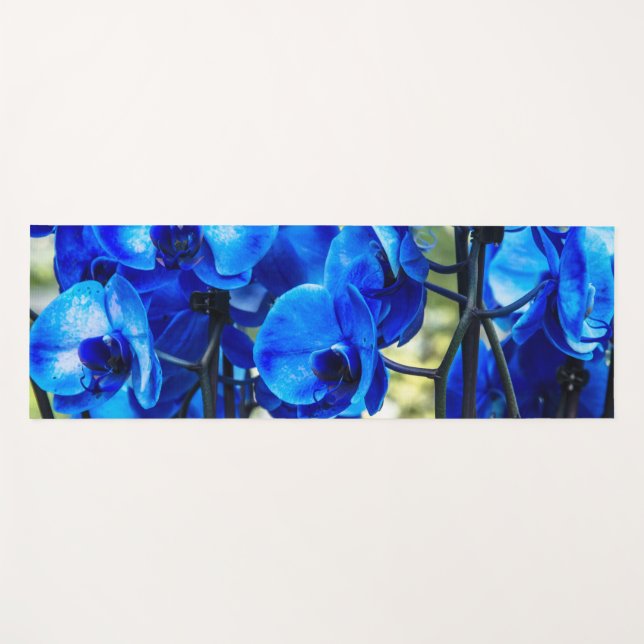 Tapete De Yoga Orquídeas azuis (Frente (Horizontal))