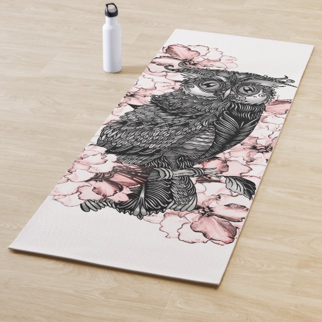 Tapete De Yoga Orquídeas Rosa-Coruja cinza (In Situ)