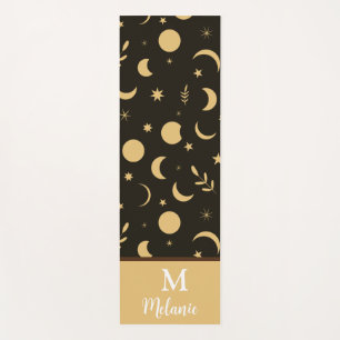 Tapete De Yoga Ouro Boho Moon Fases monograma