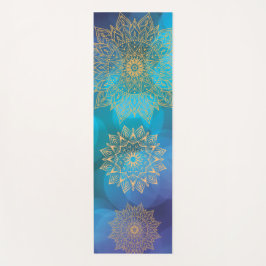 Tapete De Yoga Ouro Cósmico Cósmico de Água Azul Mandala