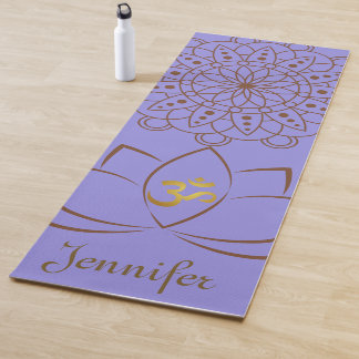 Tapete De Yoga Ouro Om Lotus Mandala + Seu Nome Espiritual