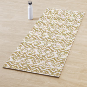 Tapete De Yoga Ouro & teste padrão tribal branco