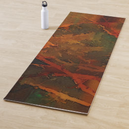 Tapete De Yoga Outono Profundo Ricas Cores Terrosas Abstratas