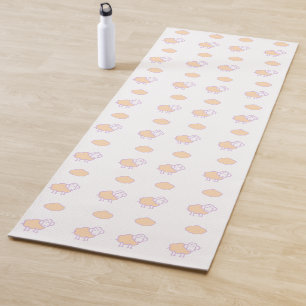 Tapete De Yoga Ovelhas Cor-de-rosa-na moda com padrão de nuvens
