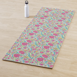 Tapete De Yoga Padrão Árabe Floral do limão