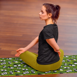 Tapete De Yoga Padrão Asiático de Animal Urso Panda de Bambu Fofo