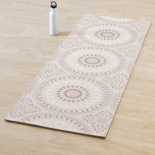 Tapete De Yoga Padrão Beige e Cream Mandala (In Situ)