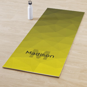 Tapete De Yoga Padrão biométrico de malha amarela escura monogram