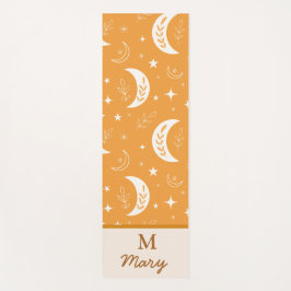 Tapete De Yoga Padrão Boho Moon em Laranja Monogramado
