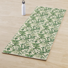 Tapete De Yoga Padrão botânico de cor azul em estilo retrô para y