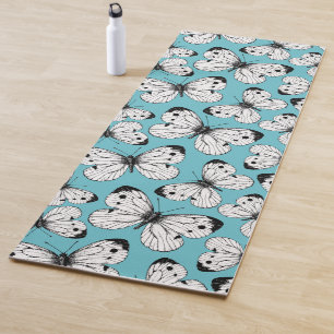 Tapete De Yoga Padrão da borboleta de repolho