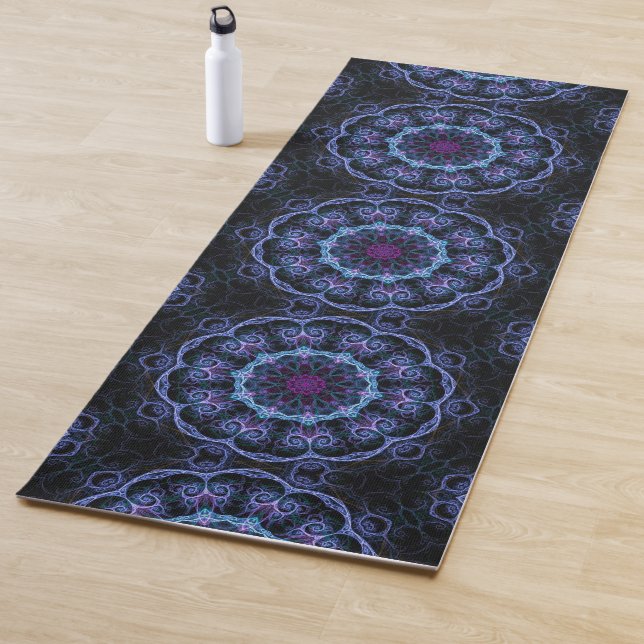 Tapete De Yoga Padrão Dark Blue Boho Mandala (In Situ)