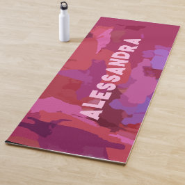 Tapete De Yoga Padrão de abstrato cor-de-rosa branco monograma mo