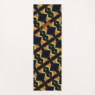 Tapete De Yoga Padrão de Abstrato de Flor Amarelo Personalizado