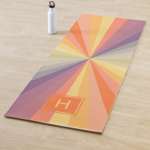 Tapete De Yoga Padrão de Arco-Íris Pastel Monograma Exercício