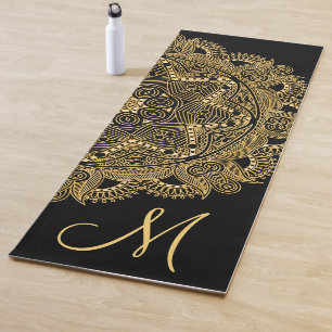 Tapete De Yoga Padrão De Arte De Mandala Dourado Personalizado E