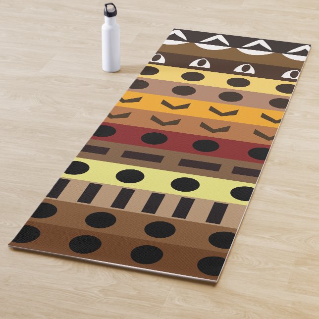 Tapete De Yoga Padrão de Arte Deco Tribal Colorida (In Situ)