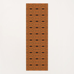 Tapete De Yoga Padrão de arte geométrica preto alaranjado