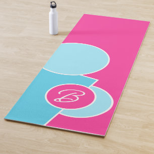 Tapete De Yoga Padrão de Arte nos Círculos de Abstrato Chic Branc