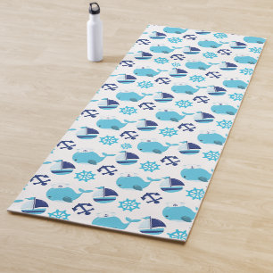Tapete De Yoga Padrão De Baleias, Baleias Cutas, Baleias Azuis