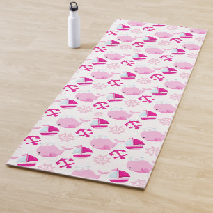 Tapete De Yoga Padrão De Baleias, Baleias Cutas, Baleias Rosa