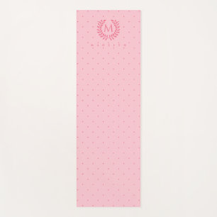 Tapete De Yoga Padrão de Bolinhas Rosa e Monograma de Louro Bonit