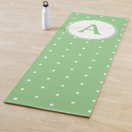 Tapete De Yoga Padrão de Bolinhas Verde Moderno Monograma