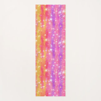 Tapete De Yoga Padrão de Brilho em Glitter Rosa Laranja Roxo